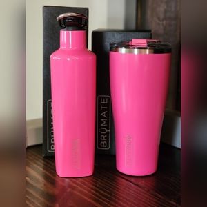 NWT Brumate Bundle Neon Pink Toddy XL 32oz & ReHydration Mini 16oz